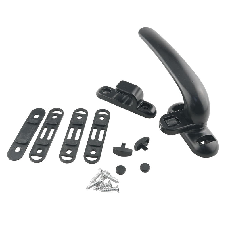[Australia - AusPower] - WHYHKJ Black Aluminum Alloy Door Window Locking Pulls Interior and Exterior Window Lock Handles Casement Window Lock, Left Handle 