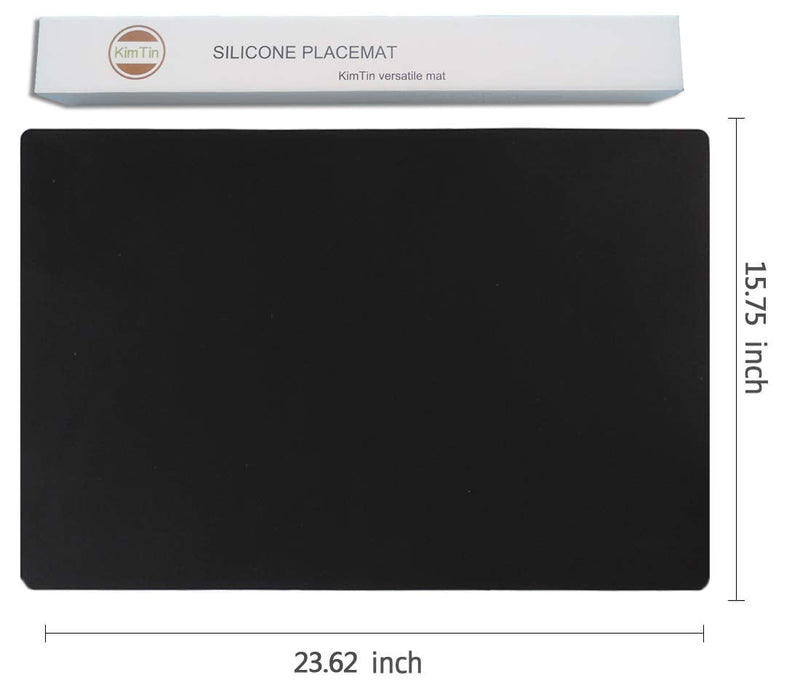 [Australia - AusPower] - KimTin 23.62" by 15.75" Extra Large Mulitpurpose Silicone Placemat,Countertop Protector, Kitchen Counter Mat, Table Mat, Heat Resistant, Washable, Non Slip mat (Black)… 23.62 x 15.75 inch Black-1pcs 