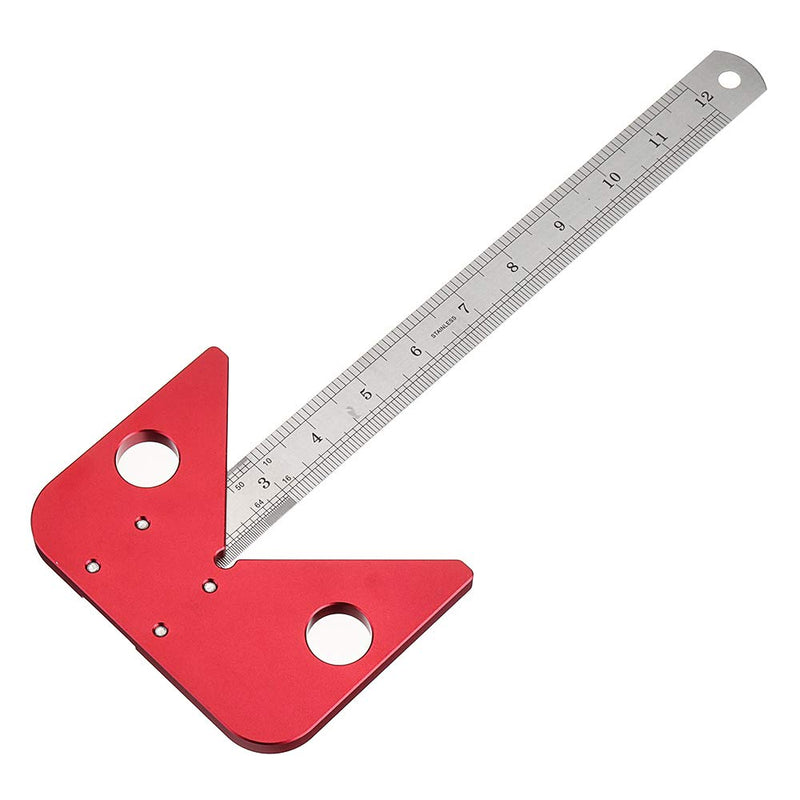 [Australia - AusPower] - Center Finder Line Gauge Square Center Scribe Carpenter Woodworking Ruler 45 Degrees Angle Line Caliber Marking Ruler Wood Measuring Scribe Tool Red 