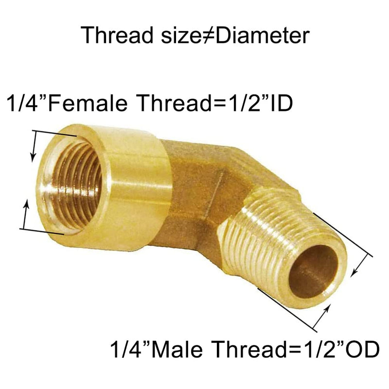 [Australia - AusPower] - Joywayus 1/4" NPT Male x 1/4" NPT Female 90-Degree Elbow Pipe Fitting Forged Brass Right Angle (Pack of 3) 1/4"NPT-3PCS 