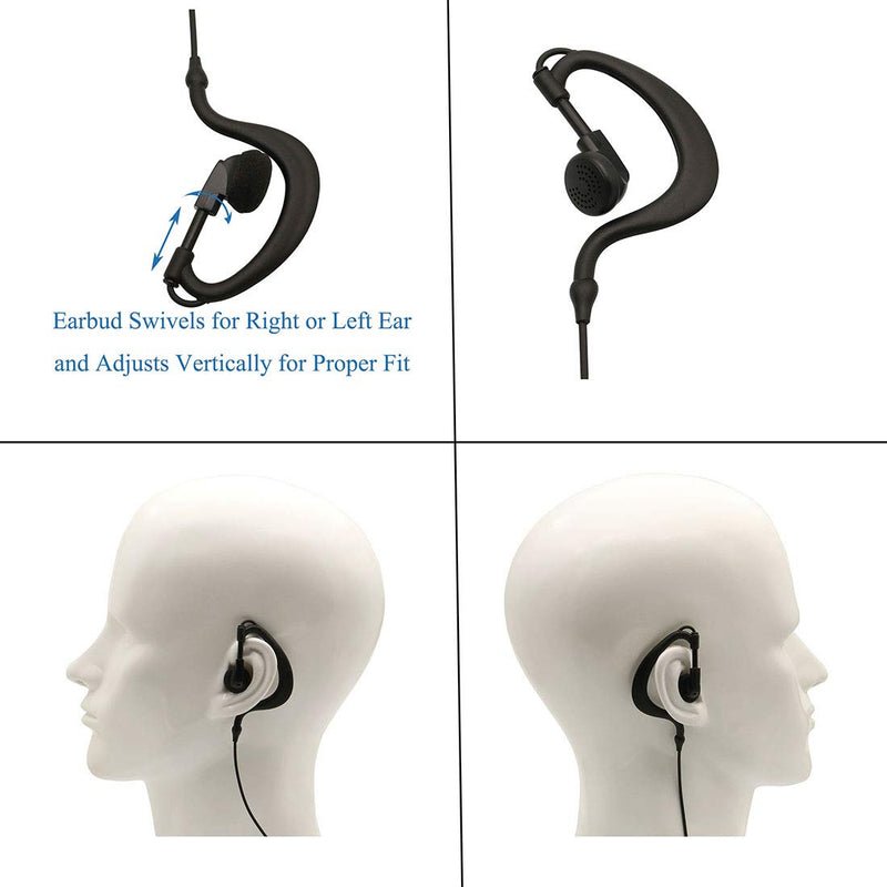 [Australia - AusPower] - Walike Talkie Earpiece with Mic G Shape Adjustable Volume Headset Compatible with Kenwood BF-888S UV-5R Retevis H-777 RT22 Puxing Wouxun(5 Pack) 