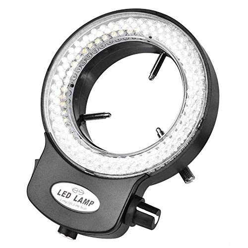 [Australia - AusPower] - Microscope Camera Ring Lamp 144 LED Beads Light Source Brightness Adjustable Variable Control Shadowless Lighting(US Plug 110‑220V (White)) 