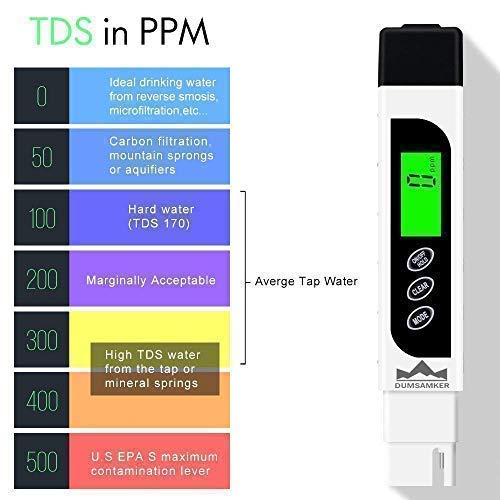 [Australia - AusPower] - TDS Meter Digital Water Tester, DUMSAMKER Professional 3-in-1 TDS, Temperature and EC Meter with Carrying Case, 0-9999ppm, Ideal ppm Meter for Drinking Water, Aquariums and More 