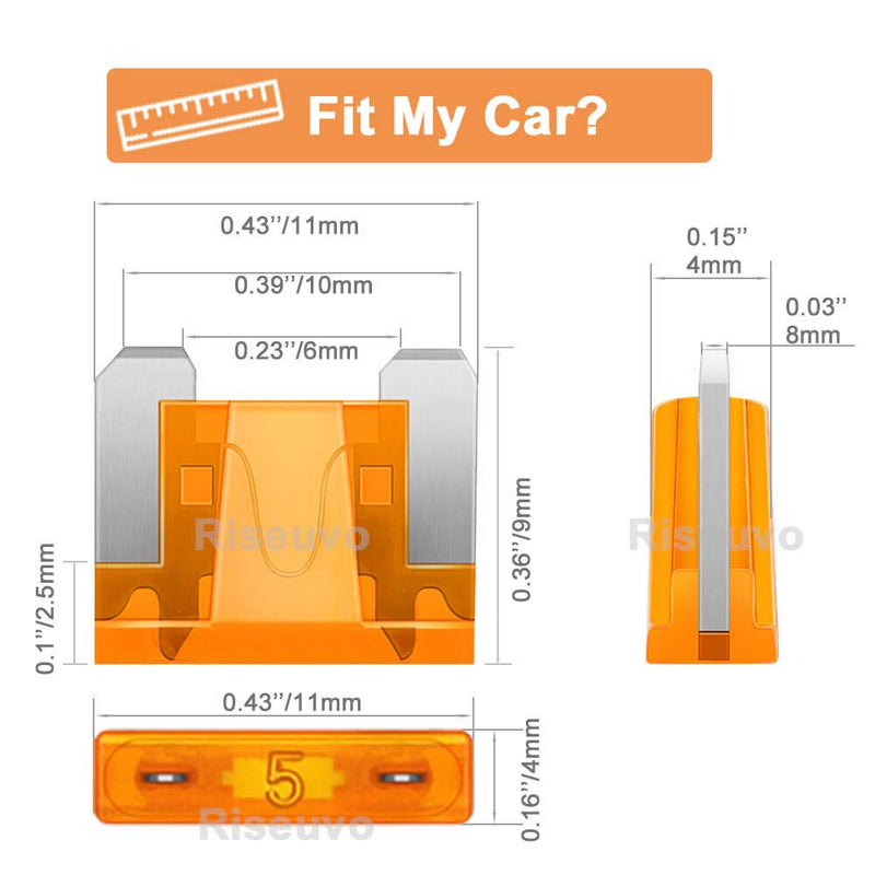 [Australia - AusPower] - 140pcs Low Profile Mini Blade Fuses - Riseuvo Car Automotive Low Profile Fuses with Puller Tool (2 3 5 7.5 10 15 20 25 30 35 AMP) 