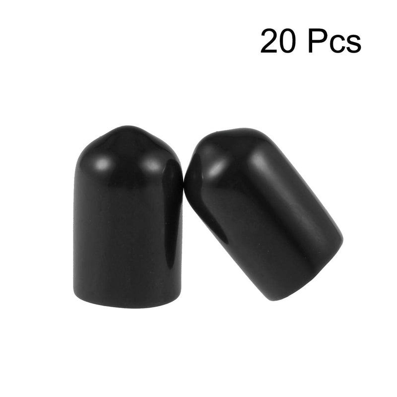 [Australia - AusPower] - uxcell 20pcs Rubber End Caps 8.5mm ID Vinyl Round Tube Bolt Cap Cover Thread Protectors Black 