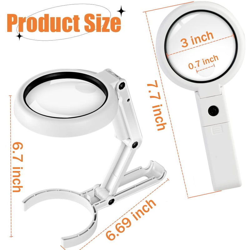 [Australia - AusPower] - 30X 10X Magnifying Glass with Light and Stand, Foldable Handheld Magnifying Glass & 2 Level Dimmable for Close Work, Macular Degeneration, Seniors Reading, Powered by Battery or USB 