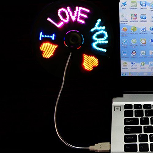 [Australia - AusPower] - USB Fan with LED Display, SAYTAY Small Personal Portable Programmable LED Fan, Funny USB Toy Gadgets Gifts for Men Women Office Home USB FAN 
