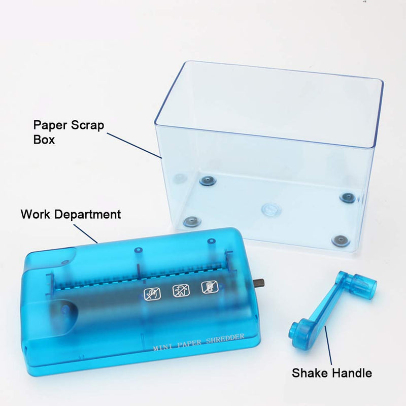 [Australia - AusPower] - Portable Mini Shredder Manual Shredder Manual A6 Paper Document Cutting Tool Office Home Desktop Stationery Financial Paper Shredder Blue 