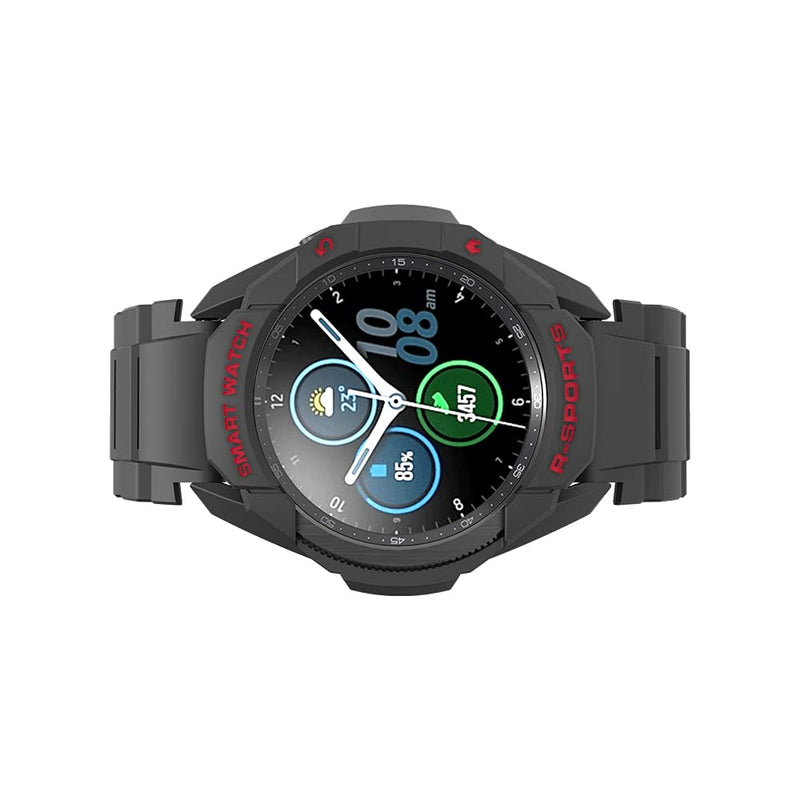 [Australia - AusPower] - SIKAI TPU Bumper Case Cover for Samsung Galaxy Watch 3 (45mm) Anti-Scratch Lightweight Shockproof Screen Protector for 45mm Samsung Galaxy Watch 3 Smart Watch (Black-Red) Black-Red 