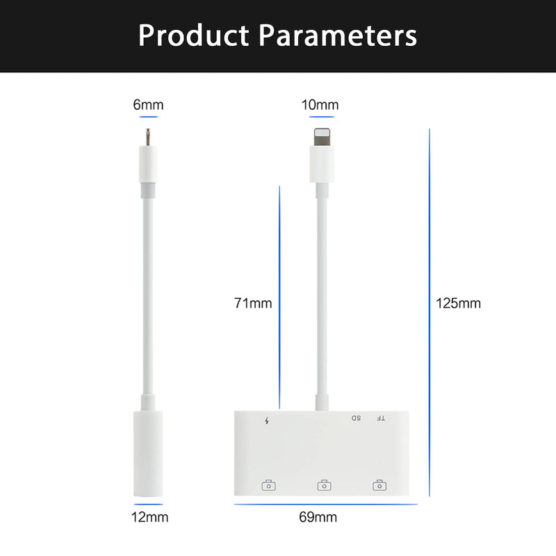 [Australia - AusPower] - Miscloder Lightning to USB Adapter for iPhone/iPad Series,High-Speed Data Transfer 6 in 1 USB Female OTG Adapter with Charging Port, Portable SD TF Card Reader Plus and Play 