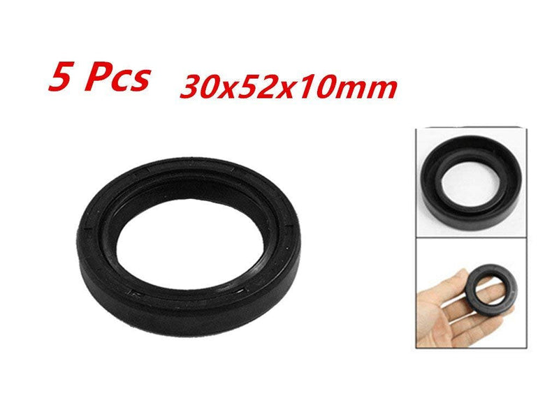 [Australia - AusPower] - xjs Nitrile Rubber Double Lip TC Oil Shaft Seal Black 5 Pcs (30x52x10mm) 30x52x10mm 