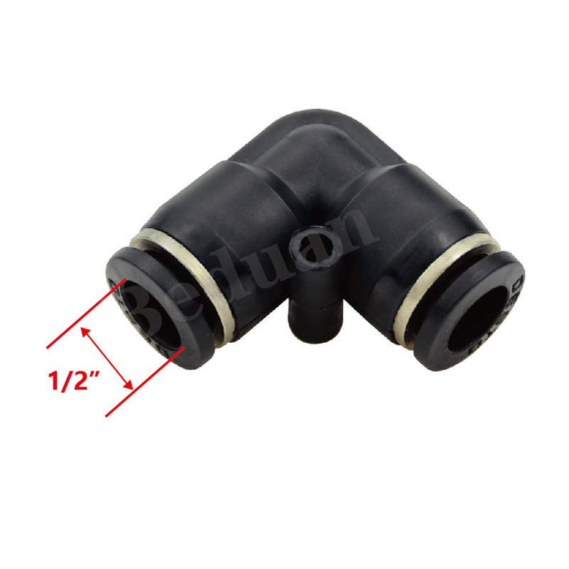 [Australia - AusPower] - Beduan Push to Connect Fitting Elbow, 1/2" Tube OD x 1/2“ Tube OD Pneumatic 90 Degree Elbow Adapter Push Lock Fitting ( Pack of 10 ） 1/2” 