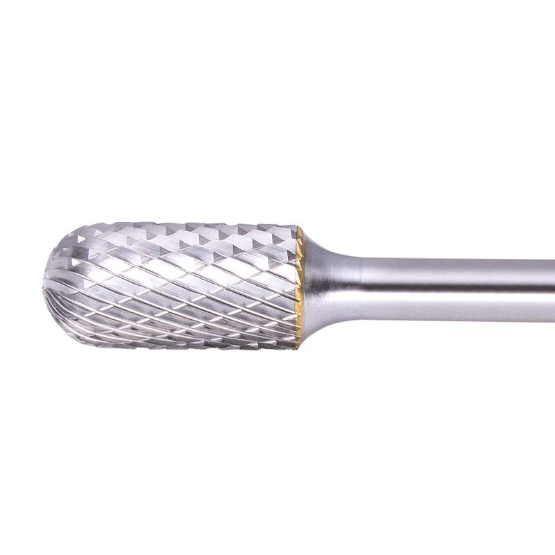 [Australia - AusPower] - TJATSE Extra Long Shank Carbide Burr SC-5L6 Tungsten Rotary File Double Cut Die 1/2 Inch Head Cutter Cylinder Ball, 1/4 Inch Diameter 6 Inch Long Shank, for Die Grinder Drill Bit 