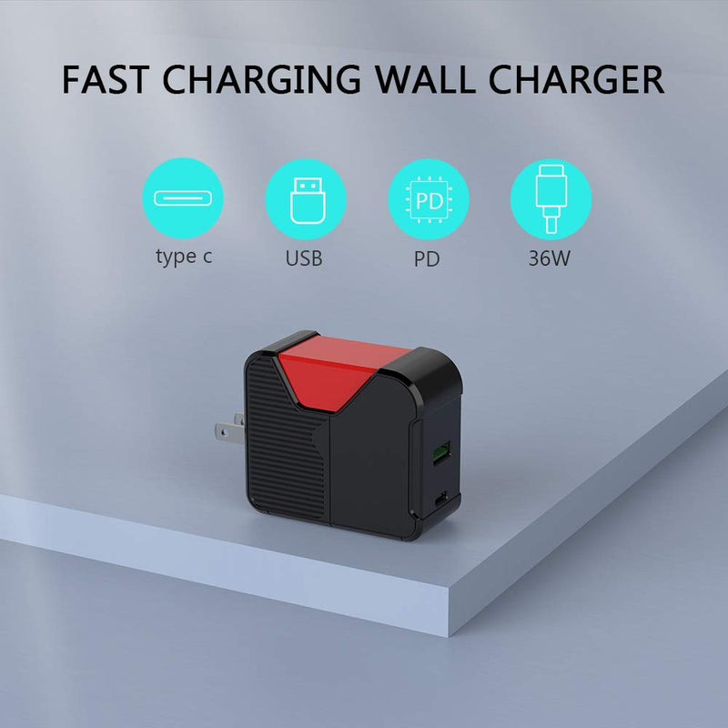 [Australia - AusPower] - ROISKIN 36W USB C PD Wall Charger Quick Charge 3.0 International Travel Charger Adapters AC Socket Compatible with Tablet, iPad, iPhone, Smart Phones, Google Pixel, Samsung, USB-C Laptop 04-BK 
