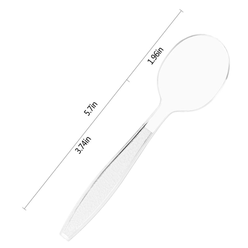 [Australia - AusPower] - TashiBox Plastic Soup Spoons, 66 sets,spoons disposable Clear, Heavyweight Cutlery Forks(Matte) 