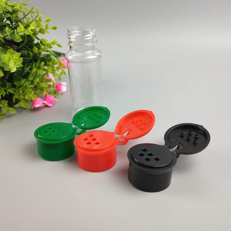 [Australia - AusPower] - Set of 12Pcs Plastic Spice Bottles with Sifter Lid 2 Oz. Clear Reusable Containers Jars for Home Kitchen Herbs Seasonings Confectionary Toppings (Black) Black12pcs 