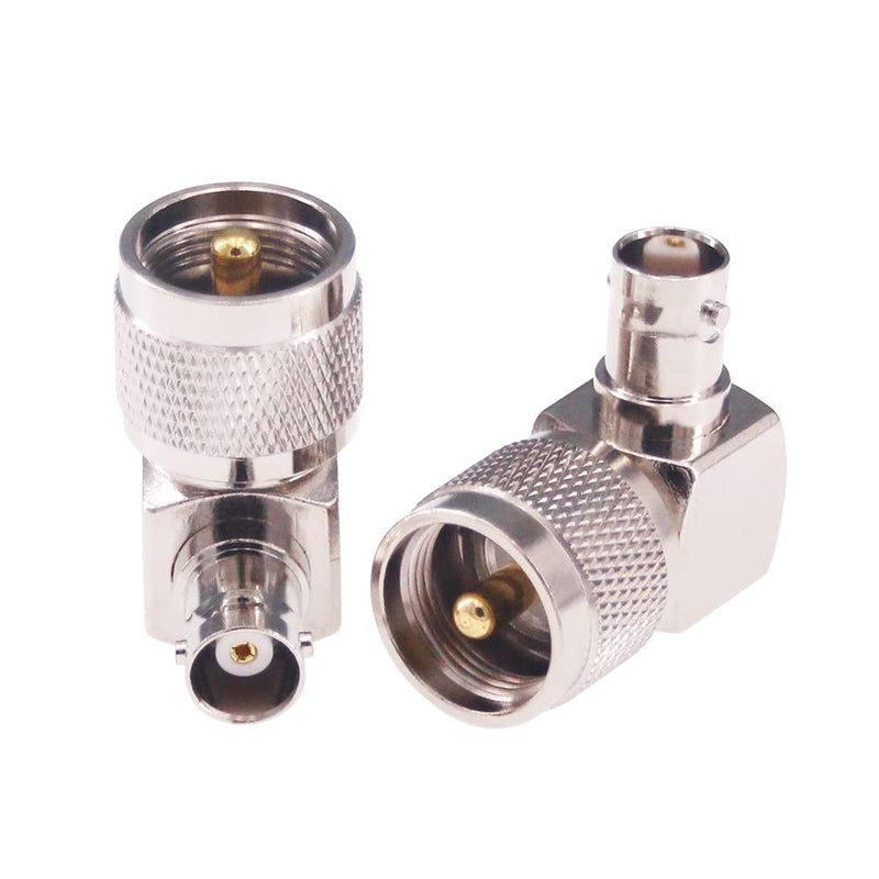 [Australia - AusPower] - RFaha 2pcs PL259 to BNC Right Angle UHF Male PL-259 to BNC Female RF Coax Coaxial Adapter Connector(F103-2) 
