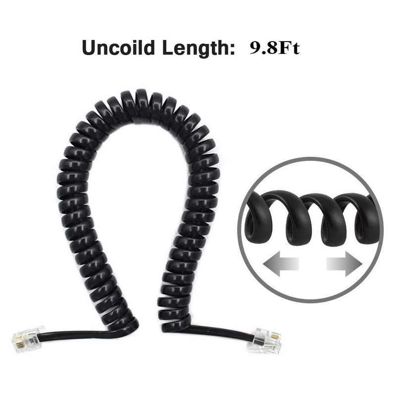 [Australia - AusPower] - Telephone Cord Cable Landline Handset 9.8Ft Uncoiled Microphone Receiver Line Connector Copper Phone Volume Curve with 1PCS Anti-Tangle Telephone Cord Entangler 360 Degree Rotating Swivel Accessory 