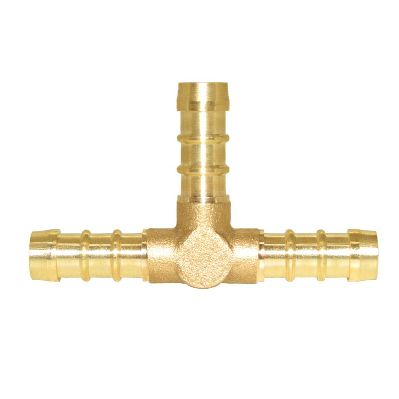 [Australia - AusPower] - Hooshing 2Pcs 3/8" Brass Tee PEX Fittings T Shaped 3 Way Union Intersection Barbed Hose Connector Splicer Joint Water/Fuel/Air 3/8 Inch 2 