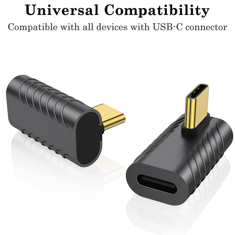 [Australia - AusPower] - AuviPal USB C 90 Degree Adapter (2 Pack), 40Gbps USB C Male to USB C Female Connector, USB Type C Thunderbolt 4/3 Extender for MacBook Pro, iMac, iPad Pro, Tablet, Phones and Other Type C Devices 