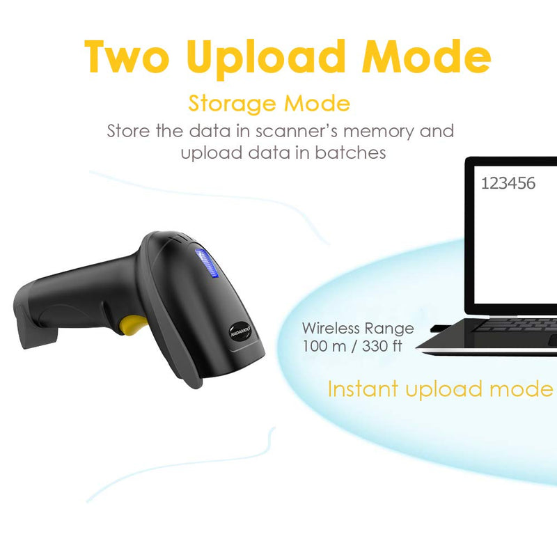 [Australia - AusPower] - NADAMOO Wireless Barcode Scanner 328 Feet Transmission Distance USB Cordless 1D Laser Automatic Barcode Reader Handhold Bar Code Scanner with USB Receiver for Store, Supermarket, Warehouse Gray 