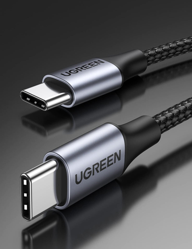 [Australia - AusPower] - UGREEN USB C to USB C Cable 100W Fast Charge - 3FT USB 2.0 Type C 5A Power Delivery Nylon Braided Charging Cord Compatible for MacBook Pro 2021 iPad Pro Samsung Galaxy S21 S20 Note 20 Dell XPS Pixel 