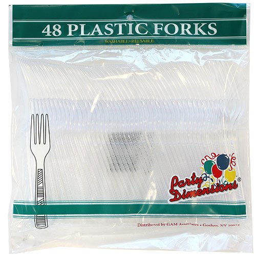 [Australia - AusPower] - Party Dimensions Plastic Party Clear | Pack of 48 Forks, 48 count 