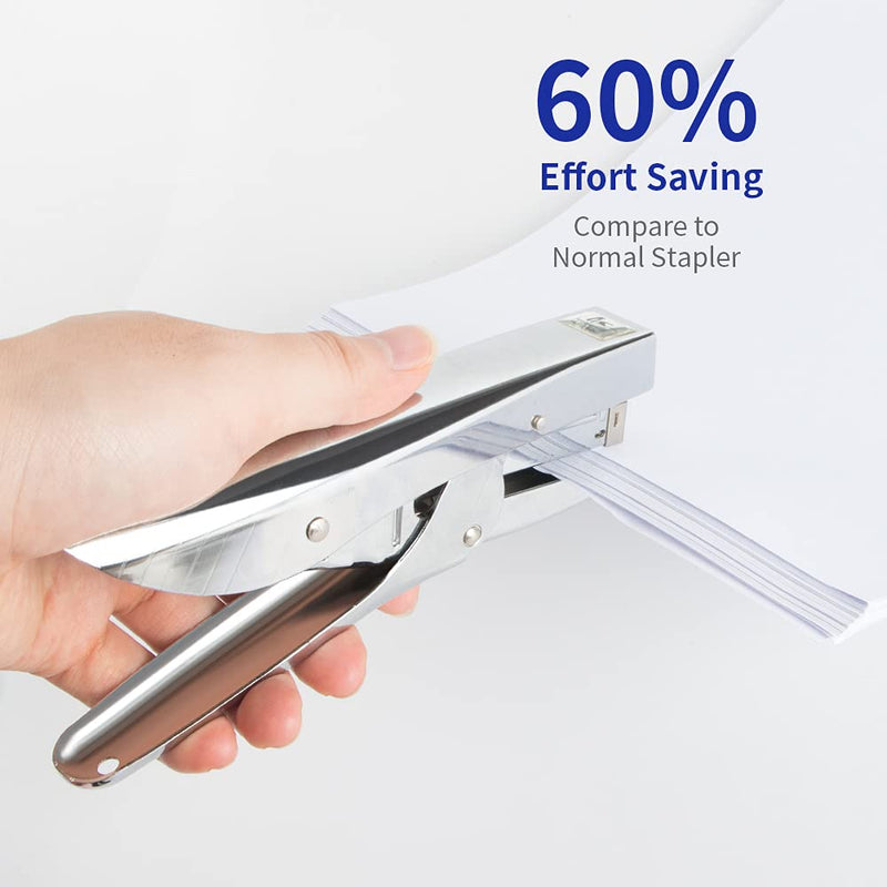 [Australia - AusPower] - Madeking 60% Effortless Desktop Stapler with 1000 Staples ,The Hand-held staplers Have 40 Sheet Page, Easy to Load Ergonomic All Metal staplers for Desk, Includes Staple Remover (1, Silver) 1 