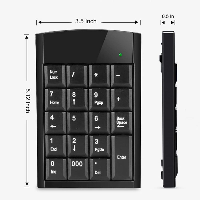 [Australia - AusPower] - USB Numeric Keypad, Wired Numeric Pad for Laptop,19 Keys Ultra Slim Lightweight Ergonomic Portable Mini Number Pad - fr Desktop Computer PC,Surface pro,PC,Notebook iMac,Macbooks, with Retractable Cord retractable keypad 