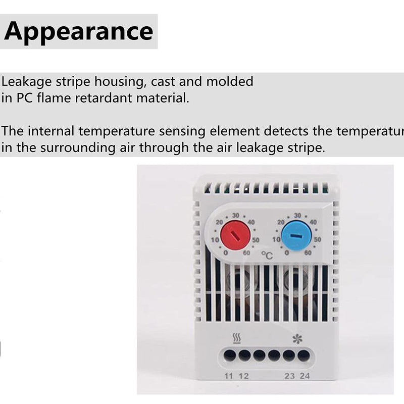 [Australia - AusPower] - ZR011 Temperature Switch, IP20 Thermostat Open/Close Adjustable Thermostat Temperature Controller Switch(ZR011) 