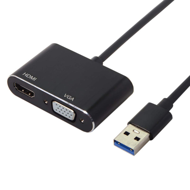 [Australia - AusPower] - USB 3.0 & 2.0 to HDMI & VGA HDTV Adapter Cable External Graphics Card for Windows MacBook Laptop 