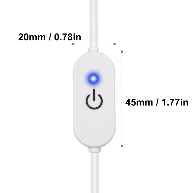 [Australia - AusPower] - Dutttek LED Strip Light Dimmer Switch Cable 1FT/30CM, USB Type C Male to Female Cable with Touch Dimmer Switch Support Power Charging,Memory Connection Light Bar (White) White 