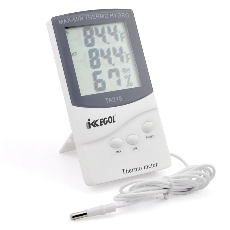 [Australia - AusPower] - iKKEGOL Dual Sensor LCD Display Indoor Outdoor Digital Thermometer Hygrometer with Max Min Memory White 