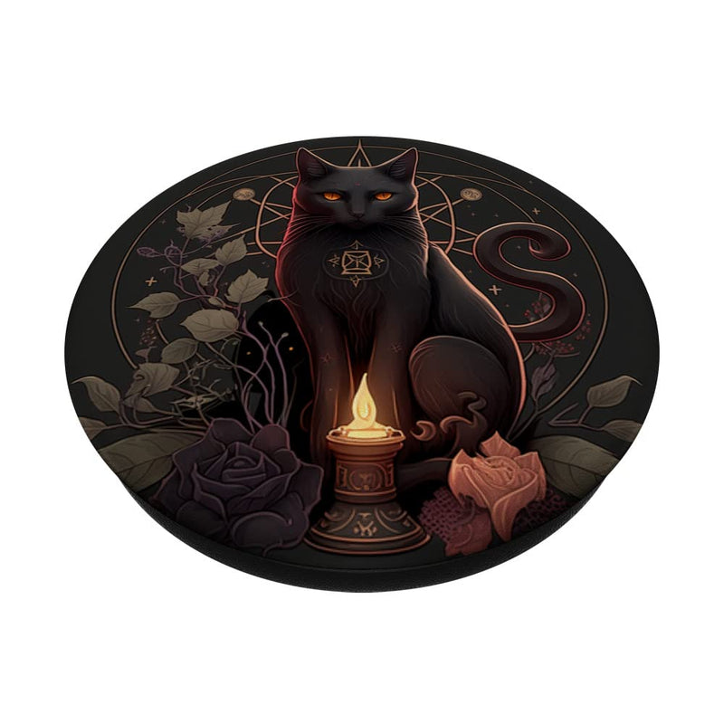[Australia - AusPower] - Cute Black Witch Cat Moon Phase for Tarot Fans Cat PopSockets Swappable PopGrip 