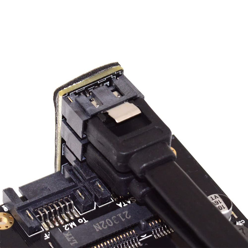 [Australia - AusPower] - NFHK Dual SATA 7Pin Female to 7Pin Male 360 Degree Angled Adapter Low Profile for Desktops SSD HDD Mainboard Motherboard Dual SATA 360 Angled 