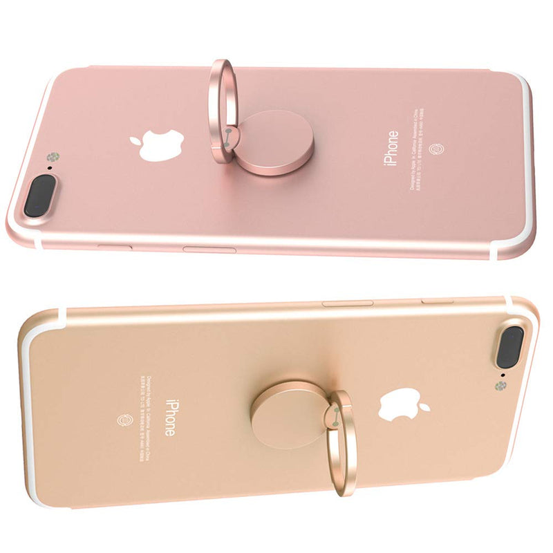 [Australia - AusPower] - Cute Phone Ring Holder, Rose and Gold Finger Ring Stand 360 Degree Rotation Thin Metal Phone Grip Kickstand Work on Magnetic Car Holder Compatible with iPhone Holder Samsung Girl Case Ring 
