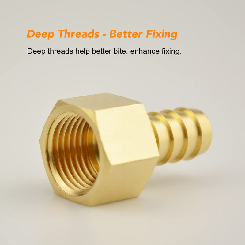 [Australia - AusPower] - (4 Pack) Besosay 1/2 Inch Hose Barb to 1/2 Inch NPT Female Thread Fitting, Brass Quick Connector Coupler Adapter Reducer Air M Type Fitting, Quick-Connect Fitting 1/2" Barb to 1/2" NPT Female 