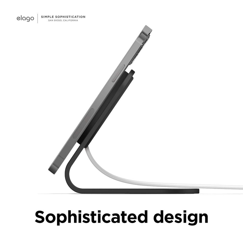 [Australia - AusPower] - elago MS3 Charging Stand Compatible with MagSafe Charger - Durable Aluminum Phone Stand for FaceTime and Streaming, Compatible with iPhone 13 Models (Cable not Included) (Black) Black 