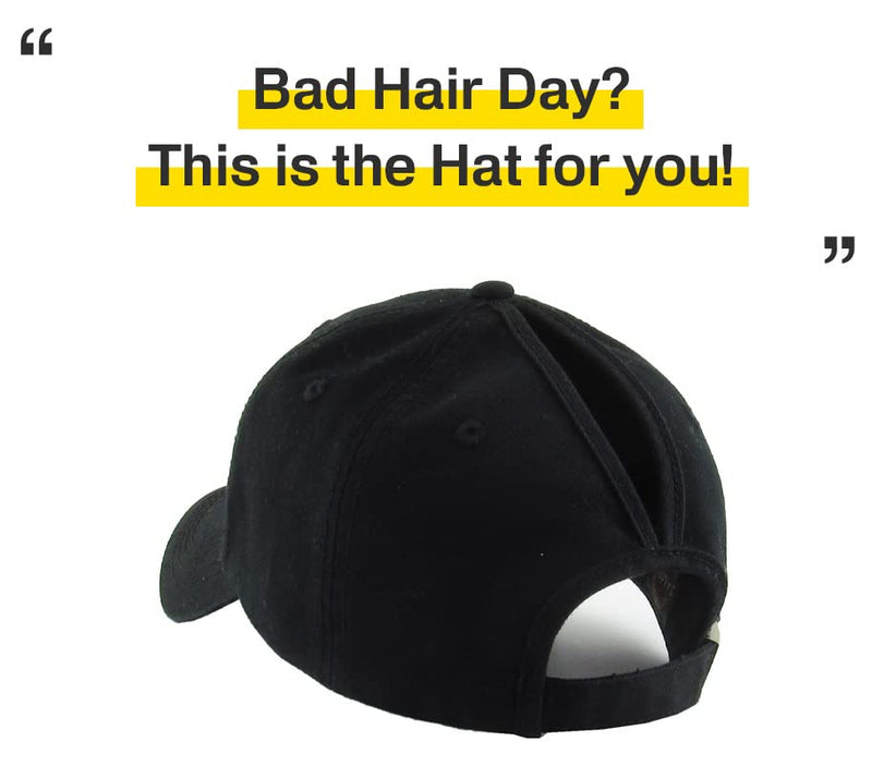 [Australia - AusPower] - Classic Plain Ponytail Messy High Bun Headwear Adjustable Cotton Trucker Mesh Glitter Hat Baseball Cap One Size Black Classic 
