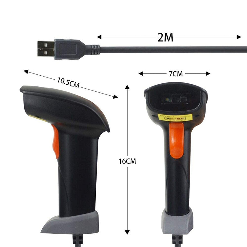 [Australia - AusPower] - Posunitech USB Laser 2D Barcode Scanner Wired Handheld Bar Code Scanner Reader Black Fast and Accurate 