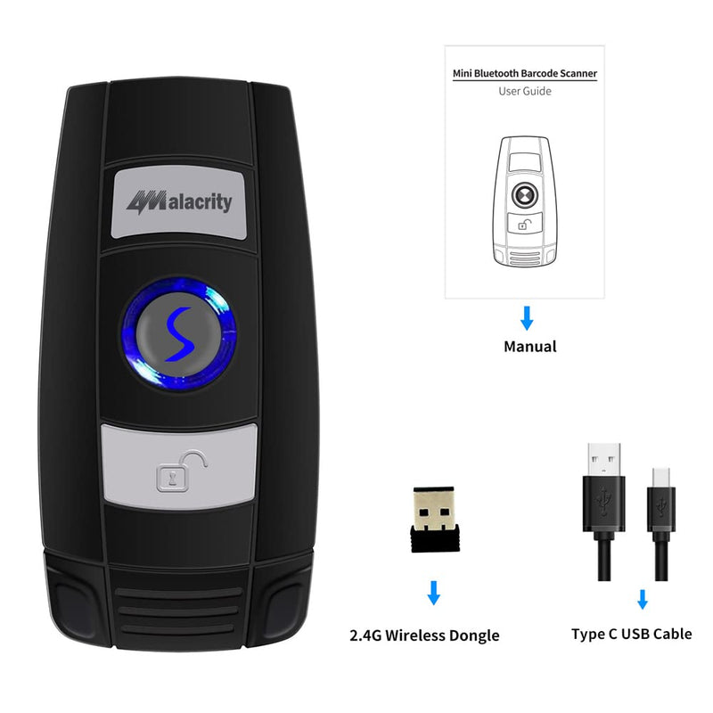 [Australia - AusPower] - Alacrity Bluetooth Barcode Scanner, Portable Mini 1D Handheld Barcode Scanner 3-in-1 Bar Code Reader Scanner Scanning Work with Windows, Android, iOS, Tablets or Computers Able to Scan Codes on Screen 