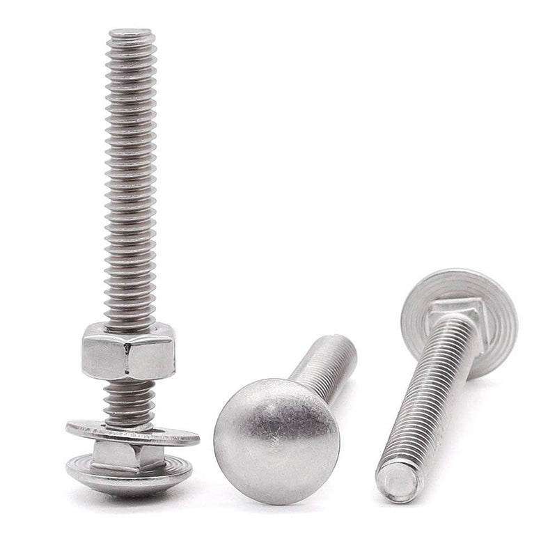 [Australia - AusPower] - Glvaner (6 Sets) 3/8-16 x 2-1/2" Stainless Steel Carriage Bolts Screws Round Head Square Neck and Hex Nuts & Flat Washers 304 Stainless Steel 18-8 Full Thread Coverage 3/8-16 x 2-1/2" (6 Sets) 