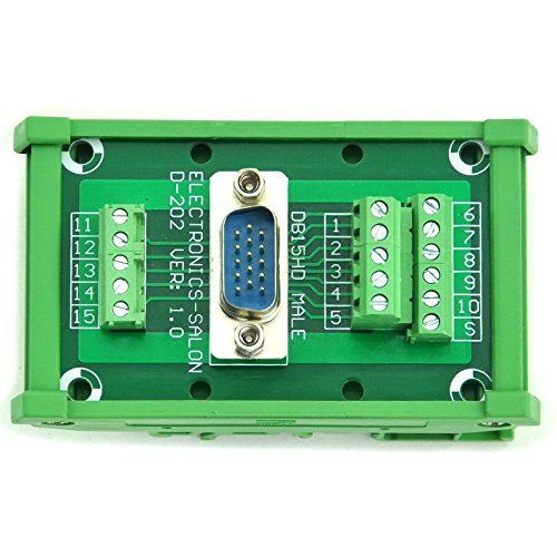 [Australia - AusPower] - Electronics-Salon D-SUB DB15HD Male DIN Rail Mount Interface Module, Breakout Board. 