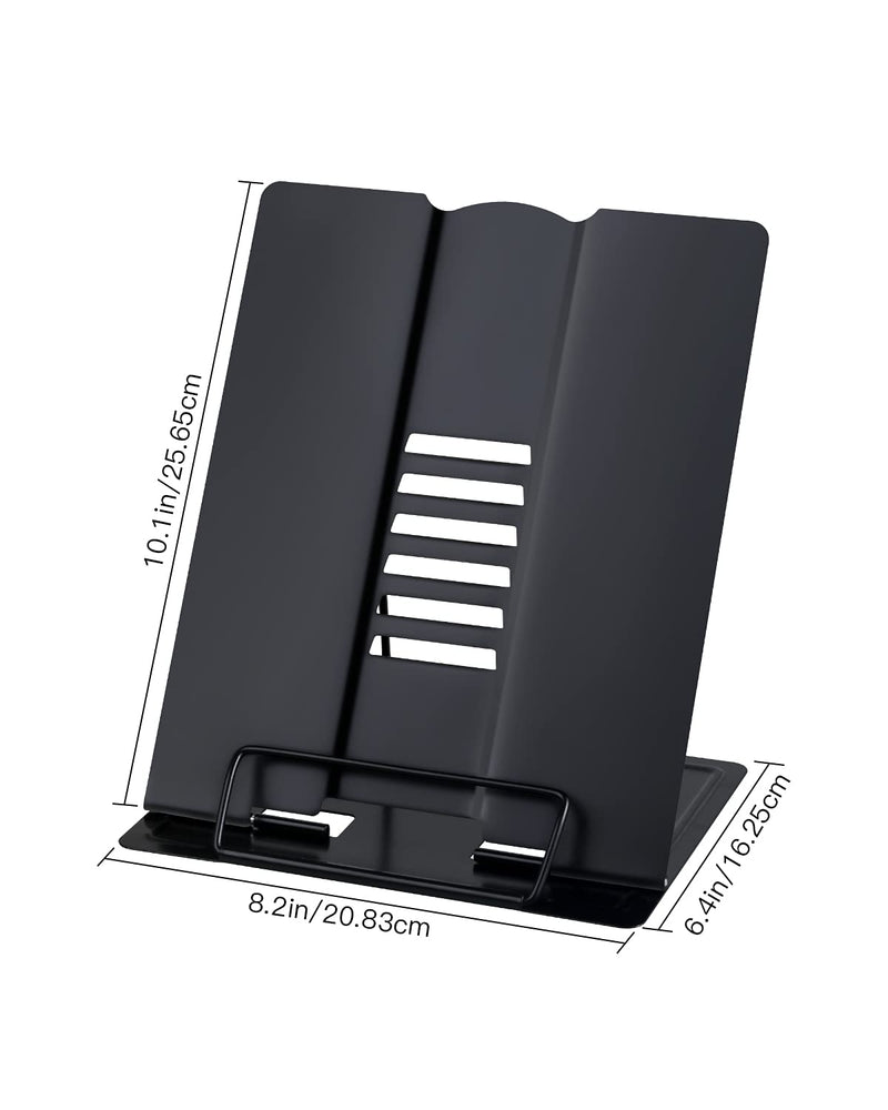 [Australia - AusPower] - Large Book Stand Metal Reading Rest Book Holder Adjustable Document Cookbook Holder Portable Foldable Lightweight Bookstands-Textbooks Tablet Music Books Recipe (Black) Black 