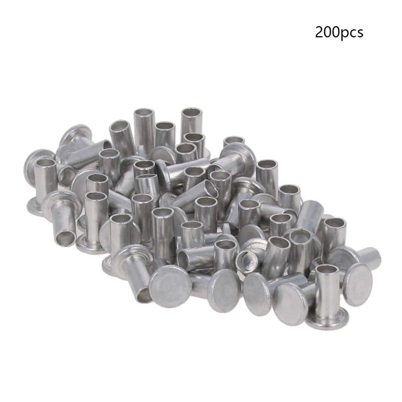 [Australia - AusPower] - Yinpecly 0.16"x 0.31"(D x H) Aluminum Flat Head Semi Tubular Rivets for Fasten Work Pieces Silver Tone 200pcs 