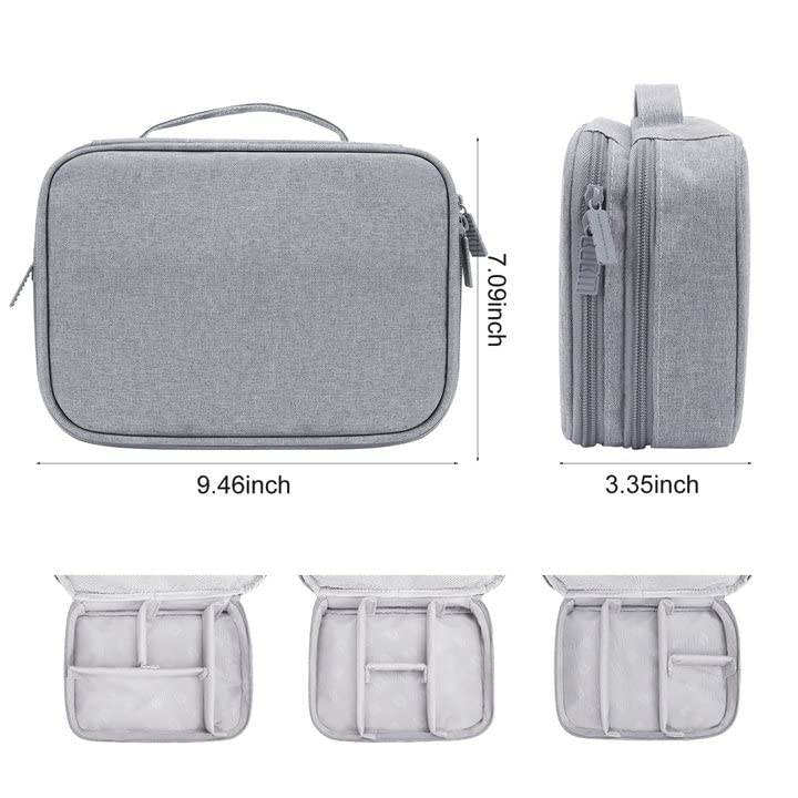 [Australia - AusPower] - BUBM Electronics Travel Organizer, Waterproof Electronic Accessories Case Portable Double Layers All-in-One Storage Bag for Cable, Cord, Charger, Phone, Earphone Grey 