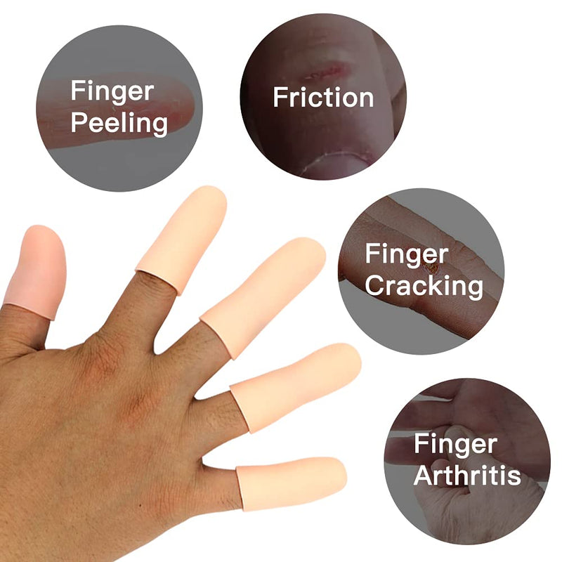 [Australia - AusPower] - Bozy 14PCS Gel Finger Cots Finger Protectors, Silicone Finger Cover Cap Finger Support for Finger Cracking, Finger Trigger and Finger Arthritis 