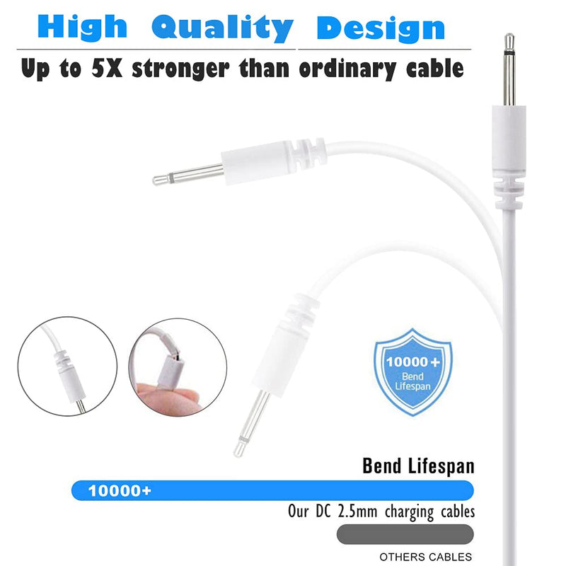 [Australia - AusPower] - 2 Pack 2.7ft Replacement DC Charging Cable, USB to DC 2.5mm Fast Charger Cord Adapter - 2.5mm (This is NOT Barrel Jack) White 