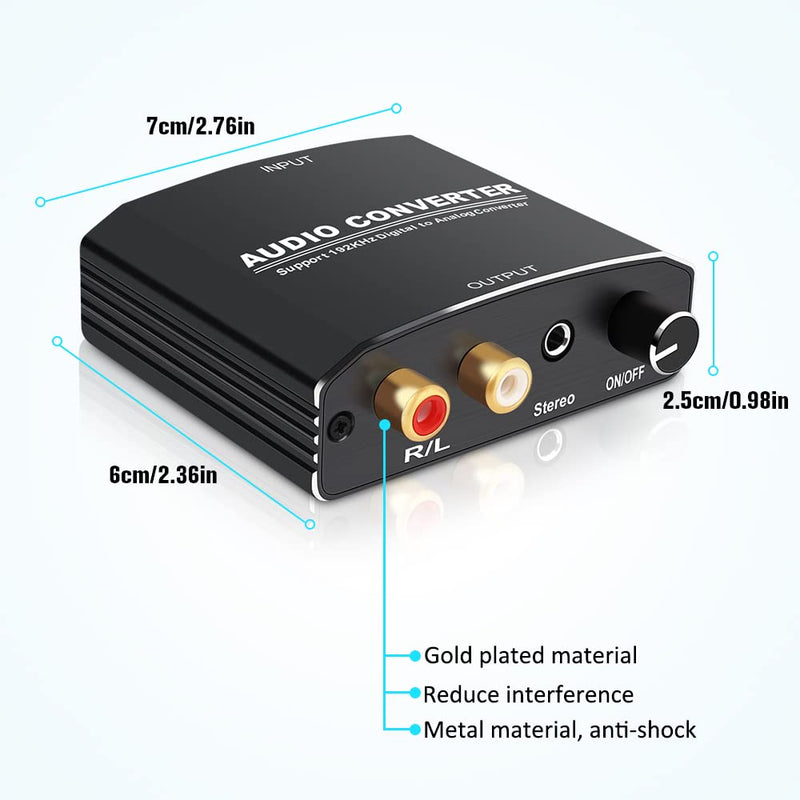 [Australia - AusPower] - Golvery 192KHz Digital to Analog Audio Converter for TV, DAC Converter with Volume Adjustment, Digital SPDIF Optical Coaxial to Analog Aux L/R RCA & 3.5mm Stereo for TV Box/DVD/PS4/Xbox/Blue-ray/Amp 