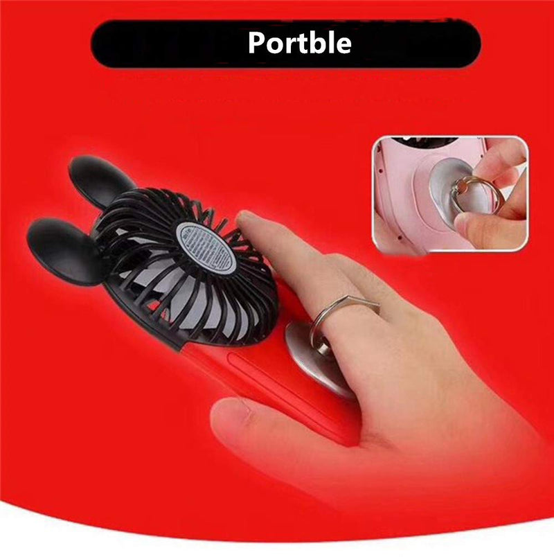 [Australia - AusPower] - Kbinter Cute Personal Mini Fan, Handheld & Portable USB Rechargeable Fan Beautiful LED Light, 3 Adjustable Speeds, Portable Holder, for Indoor Outdoor Activities, Cute Mouse 3 Pack (Red+Pink+Yellow) Red+Pink+Yellow 